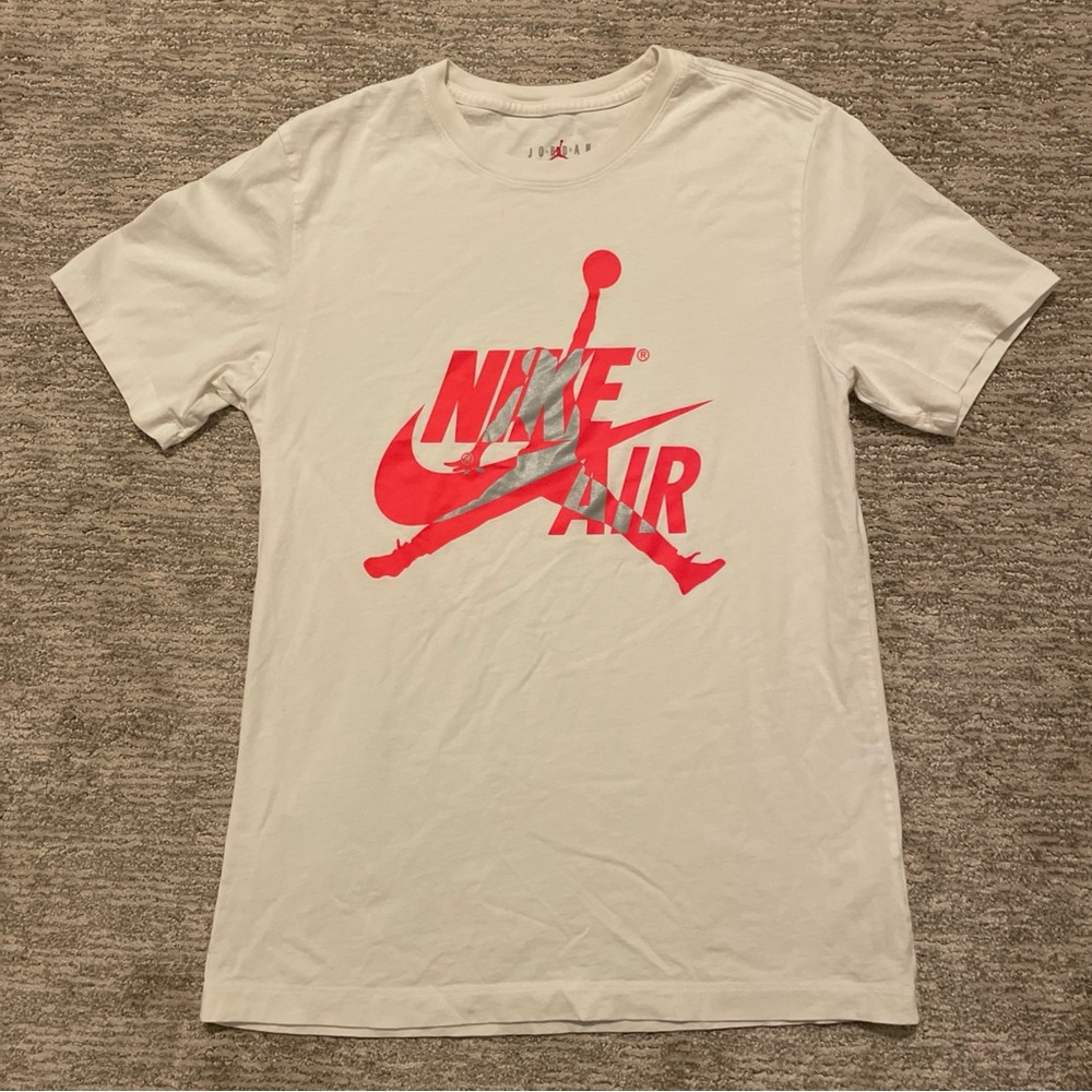 Nike Air Jordan Jumpman T-Shirt Mens Medium Graphic Print White Short Sleeve